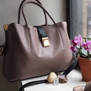 H&M Dusty Rose Handbag with Gold Hardware